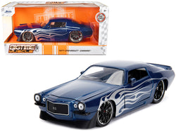 1971 Chevrolet Camaro SS Blue with Silver Flames "Bigtime Muscle" Series 1/24 Diecast Model Car by Jada