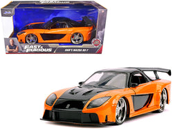 Han's Mazda RX-7 RHD (Right Hand Drive) Orange and Black "Fast & Furious" Movie 1/24 Diecast Model Car by Jada