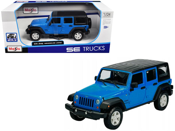 2015 Jeep Wrangler Unlimited Blue with Black Top "SE Trucks" Series 1/24 Diecast Model by Maisto