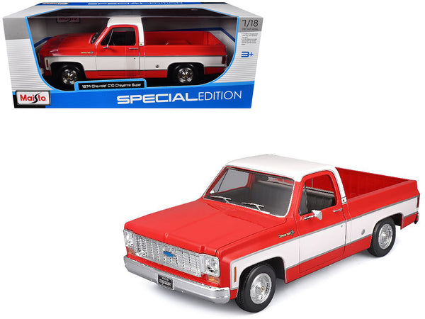 1974 Chevrolet C10 Cheyenne Super Pickup Truck Red and White "Special Edition" Series 1/18 Diecast Model by Maisto