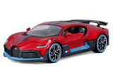 Bugatti Divo Red Metallic with Carbon and Blue Accents "Special Edition" 1/24 Diecast Model Car by Maisto