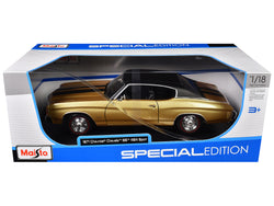1971 Chevrolet Chevelle SS 454 Sport Gold Metallic with Black Top and Black Stripes "Special Edition" 1/18 Diecast Model Car by Maisto