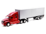Kenworth T2000 Truck Red Metallic with Gray Container "Transporter" Series 1/32 Diecast Model by Welly