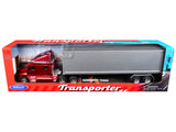 Kenworth T2000 Truck Red Metallic with Gray Container "Transporter" Series 1/32 Diecast Model by Welly
