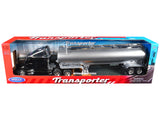 Kenworth T2000 Truck Black with Silver Tanker Trailer "Transporter" Series 1/32 Diecast Model by Welly