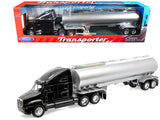 Kenworth T2000 Truck Black with Silver Tanker Trailer "Transporter" Series 1/32 Diecast Model by Welly