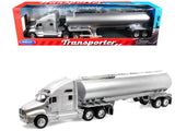 Kenworth T2000 Truck Silver Metallic with Silver Tanker Trailer "Transporter" Series 1/32 Diecast Model by Welly
