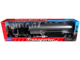 Kenworth W900 Truck Black with Silver Tanker Trailer "Transporter" Series 1/32 Diecast Model by Welly