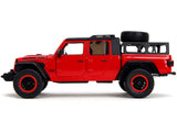 2020 Jeep Gladiator Rubicon Pickup Truck Red with Black Top and Extra Wheels "Just Trucks" Series 1/24 Diecast Model by Jada