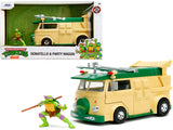 "Teenage Mutant Ninja Turtles" Party Wagon Green and Beige with a Donatello Diecast Figure "Hollywood Rides" Series Diecast Model by Jada