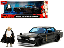 1971 Nissan Skyline GT-R RHD (Right Hand Drive) Black with Silver Stripe and Mikey Diecast Figure "Tokyo Revengers" (2021) TV Series "Anime Hollywood Rides" Series 1/24 Diecast Model Car by Jada