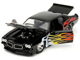 1971 Pontiac GTO Black with Flame Graphics "Bigtime Muscle" Series 1/24 Diecast Model Car by Jada