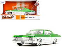 1967 Chevrolet Impala SS Green Metallic and White with White Interior "Bigtime Muscle" Series 1/24 Diecast Model Car by Jada