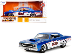 1970 Plymouth Road Runner #938 Candy Blue and White "Bigtime Muscle" Series 1/24 Diecast Model Car by Jada