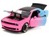 2015 Dodge Challenger SRT Hellcat Pink and Blue Gradient with Matt Black Hood and Top "Pink Slips" Series 1/24 Diecast Model Car by Jada