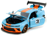 2016 Chevrolet Camaro Widebody #3 Light Blue with Orange Stripes "Gulf Oil" "Wide Body" Series 1/24 Diecast Model Car by Jada