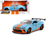 2016 Chevrolet Camaro Widebody #3 Light Blue with Orange Stripes "Gulf Oil" "Wide Body" Series 1/24 Diecast Model Car by Jada