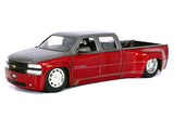 1999 Chevrolet Silverado Dually Pickup Truck Red Metallic and Gray with Stock Wheels "Just Trucks" Series 1/24 Diecast Model by Jada