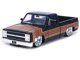 1985 Chevrolet C-10 Pickup Truck Black with Stripes and Paradox Wheels "Just Trucks" Series 1/24 Diecast Model by Jada