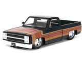 1985 Chevrolet C-10 Pickup Truck Black with Stripes and GM Rally Wheels "Just Trucks" Series 1/24 Diecast Model by Jada