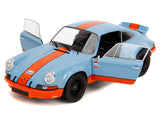 Porsche 911 RSR "Gulf Oil" Light Blue with Orange Stripes "Pink Slips" Series 1/18 Diecast Model Car by Jada