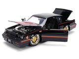 1987 Buick Grand National Black with Matte Red Hood and Stripes "Bigtime Muscle" Series 1/24 Diecast Model Car by Jada