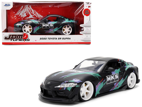 2020 Toyota GR Supra "HKS" Matte Black with Graphics "JDM Tuners" Series 1/24 Diecast Model Car by Jada