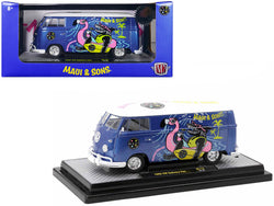 1960 Volkswagen Delivery Van Blue Metallic with White Top "Maui and Sons" Limited Edition to 6550 pieces Worldwide 1/24 Diecast Model by M2 Machines