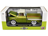 1958 Chevrolet Apache Cameo Pickup Truck Olive Green Metallic with Wimbledon White Top Limited Edition to 6250 pieces Worldwide 1/24 Diecast Model by M2 Machines