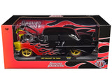 1957 Chevrolet 150 Sedan Black with Flames Graphics Limited Edition to 4250 pieces Worldwide 1/24 Diecast Model Car by M2 Machines