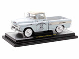 1958 Chevrolet Apache Cameo Pickup Truck "Mooneyes" Light Gray with White Top Limited Edition to 6650 pieces Worldwide 1/24 Diecast Model by M2 Machines