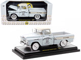 1958 Chevrolet Apache Cameo Pickup Truck "Mooneyes" Light Gray with White Top Limited Edition to 6650 pieces Worldwide 1/24 Diecast Model by M2 Machines