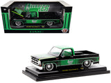 1976 GMC Sierra Grande 15 Pickup Truck "Quaker State" Black with Green Top Graphics and Interior Limited Edition to 6650 pieces Worldwide 1/24 Diecast Model by M2 Machines
