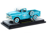 1958 Chevrolet Apache Stepside Pickup Truck "Chevrolet Service" Light Blue with White Top Limited Edition to 6650 pieces Worldwide 1/24 Diecast Model by M2 Machines