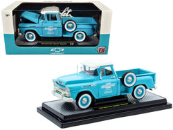 1958 Chevrolet Apache Stepside Pickup Truck "Chevrolet Service" Light Blue with White Top Limited Edition to 6650 pieces Worldwide 1/24 Diecast Model by M2 Machines