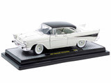 1957 Chevrolet 210 Hardtop White with a Black Top and White and Black Interior Limited Edition to 6650 pieces Worldwide 1/24 Diecast Model Car by M2 Machines