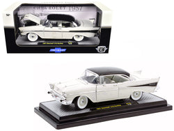 1957 Chevrolet 210 Hardtop White with a Black Top and White and Black Interior Limited Edition to 6650 pieces Worldwide 1/24 Diecast Model Car by M2 Machines