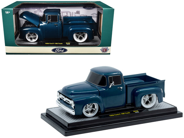 1956 Ford F-100 Pickup Truck Blue Metallic Limited Edition to 6650 pieces Worldwide 1/24 Diecast Model by M2 Machines