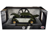 1952 Volkswagen Beetle Deluxe Model Dark Green with Beige Sides Limited Edition to 5250 pieces Worldwide 1/24 Diecast Model Car by M2 Machines