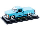 1988 GMC Sierra 1500 Custom Pickup Truck Light Blue with Black Stripes Limited Edition to 9250 pieces Worldwide 1/24 Diecast Model by M2 Machines