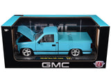 1988 GMC Sierra 1500 Custom Pickup Truck Light Blue with Black Stripes Limited Edition to 9250 pieces Worldwide 1/24 Diecast Model by M2 Machines