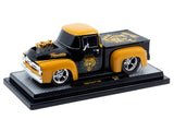 1956 Ford F-100 Pickup Truck "Throttle" Black with Brown Top and Fenders with Graphics Limited Edition to 6250 pieces Worldwide 1/24 Diecast Model by M2 Machines