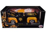 1956 Ford F-100 Pickup Truck "Throttle" Black with Brown Top and Fenders with Graphics Limited Edition to 6250 pieces Worldwide 1/24 Diecast Model by M2 Machines