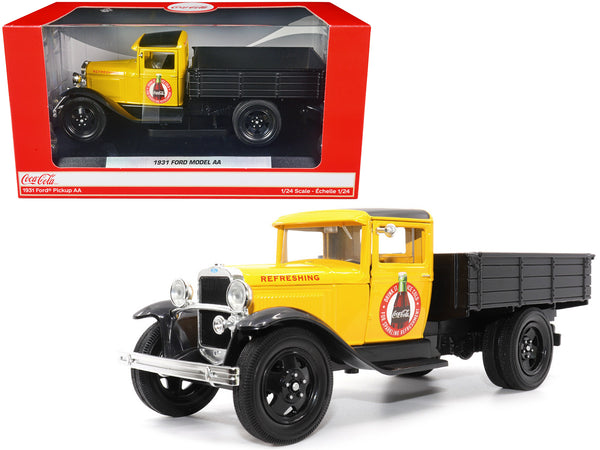1931 Ford Model AA Pickup Truck Yellow and Black "Drink it Ice Cold for Sparkling Refreshment - Coca-Cola" 1/24 Diecast Model by Motor City Classics