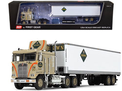 Kenworth K100 COE with 40' Vintage Dry Goods Trailer "Brown Transport Corp" Light Brown "Fallen Flag" Series 1/64 Diecast Model by DCP/First Gear