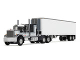 GMC General with 60" Flat Top Sleeper and 40' Vintage Refrigerated Trailer Black with Gray and White Stripes 1/64 Diecast Model by DCP/First Gear
