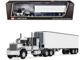 GMC General with 60" Flat Top Sleeper and 40' Vintage Refrigerated Trailer Black with Gray and White Stripes 1/64 Diecast Model by DCP/First Gear