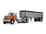 Chevrolet Bison Day Cab with East End Dump Trailer Orange and Beige 1/64 Diecast Model by DCP/First Gear