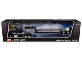Ford LTL 9000 with 60" Flat Top Sleeper and Fontaine Magnitude Tri-Axle Lowboy Trailer Black 1/64 Diecast Model by DCP/First Gear