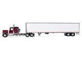 Peterbilt 589 with 58" Flat Top Sleeper and 53' Utility Trailer Legendary Red with Black Top 1/64 Diecast Model by DCP/First Gear